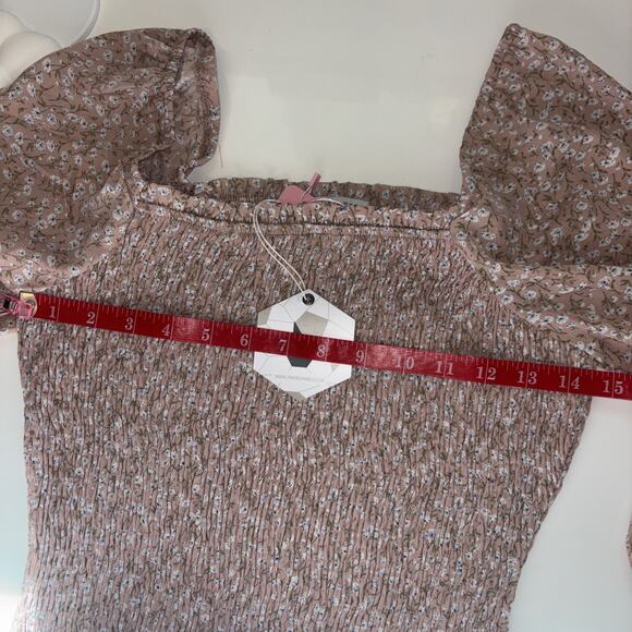 Paper Crane Floral Dress Sz M‎ Fairy Ethereal Dainty Mini NWT Milkmaid Smocked - Picture 9 of 9